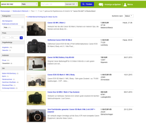 Preise der Canon 5D Mk2 auf ebay Kleinanzeigen
